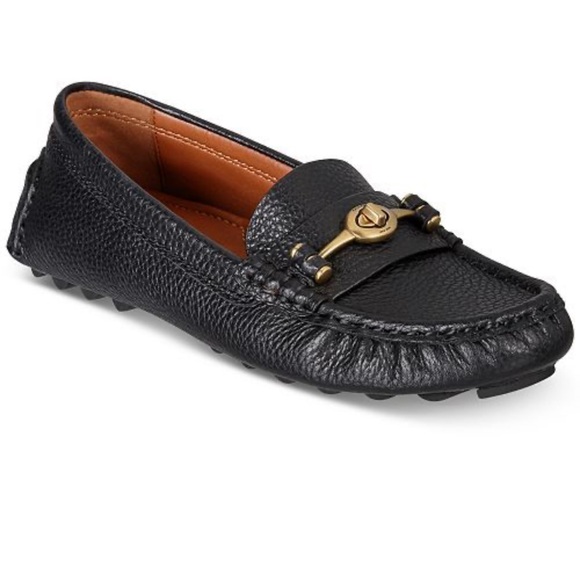 Coach Crosby Turnlock Driver Black Pebbled Leather Shoe Women's Size 9.5B G2672 - Picture 1 of 14